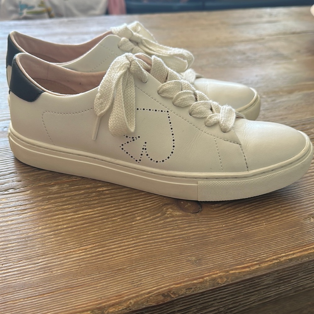 Kate Spade Angelise Leather White Black Lace Up Shoes Sneakers Womens